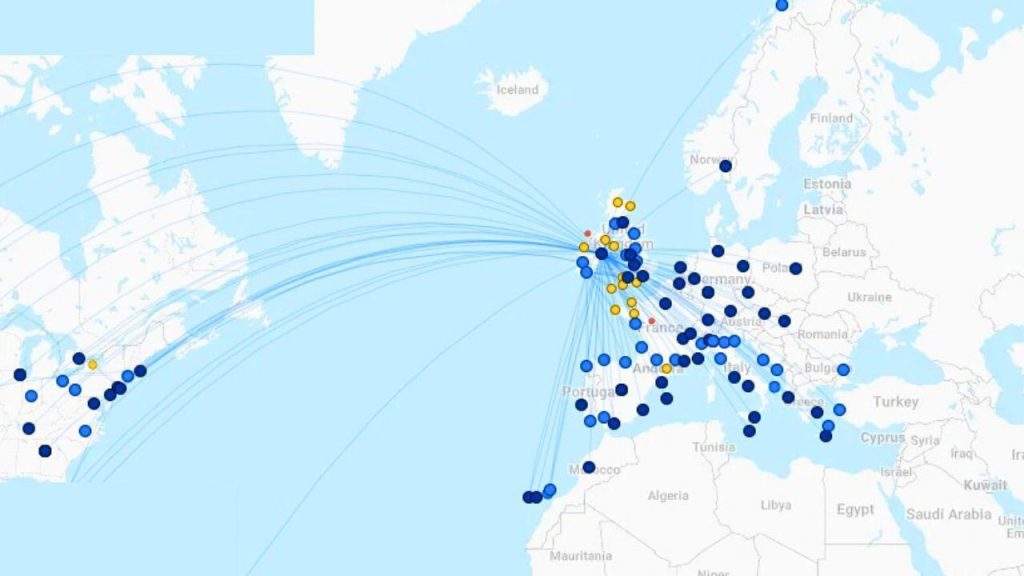 Aer Lingus route map 2026 showing all destinations worldwide